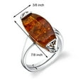 thumbnail image 2 of PEORA Genuine Baltic Amber Gallery Ring for Women 925 Sterling Silver, Large Statement Stone, Rich Cognac Color Size 6, 2 of 3
