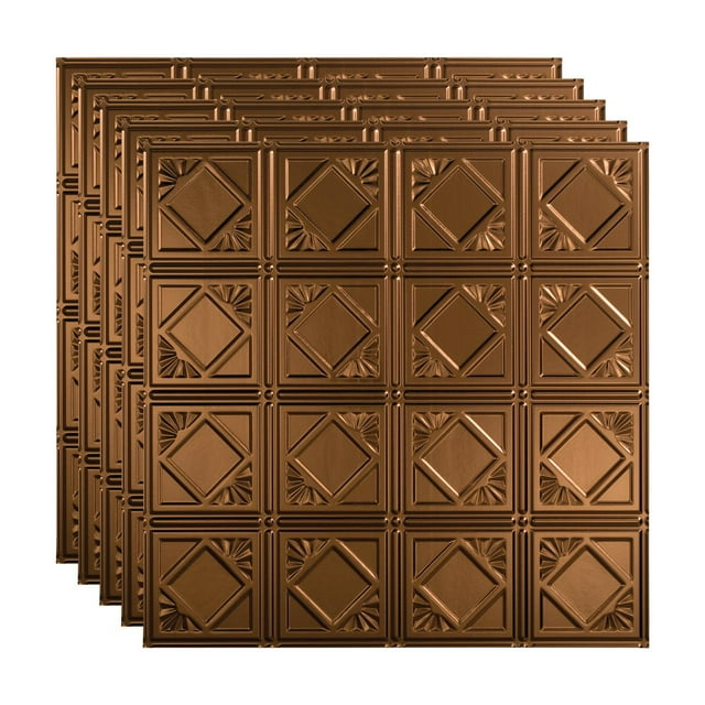 FASÄDE Traditional 4 Decorative Vinyl 2ft x 2ft Lay in Ceiling Panel in Oil Rubbed Bronze (5 Pack)