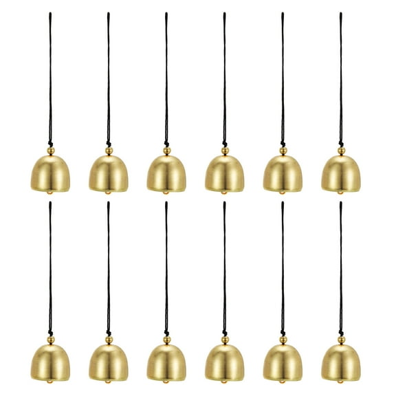 12 Pcs Wind Chime, Hanging Bells Temple Bells Retro Outdoor Hanging Metal Chinese Wind Chime Round for Outside, Brown