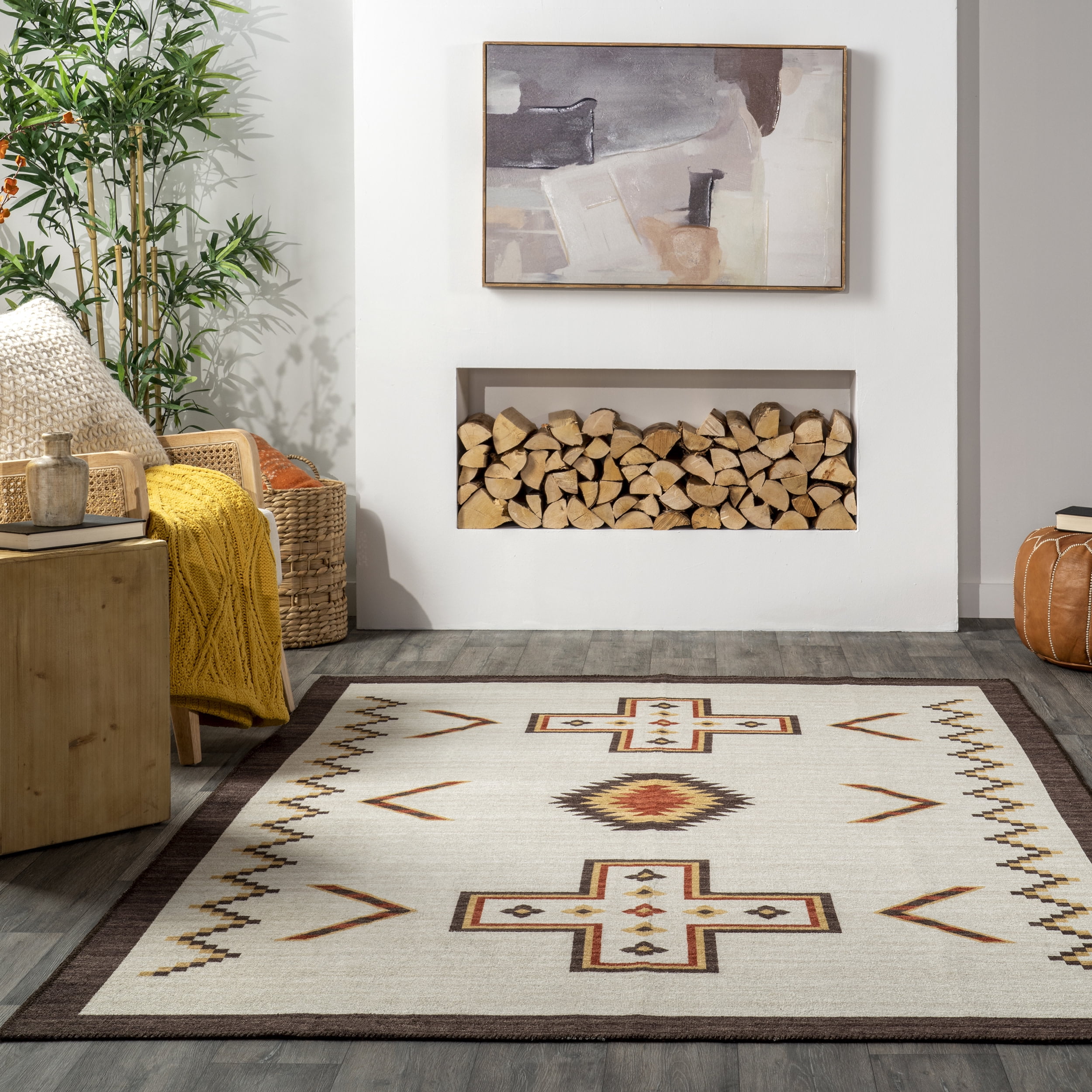 nuLOOM Colbie Tribal Machine Washable Area Rug, 7' x 9', Ivory
