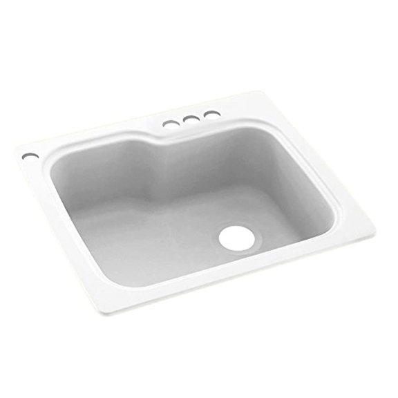 Swanstone KS02522SB 010 4 4 Hole Solid Surface Kitchen Sink 25 x 22 White
