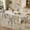 B-Light Gray&Black, variant on 78.7" Dining Table Set with 4 Chairs White PU Silver Legs MDF for Kitchen