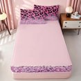 thumbnail image 4 of Homewish Pink Cheetah Print Zipper Queen Comforter Set with Fitted Sheet and 2 Pillowcases for Girls, Princess Glitters Printed Zipper Bedding Set, 4 of 7
