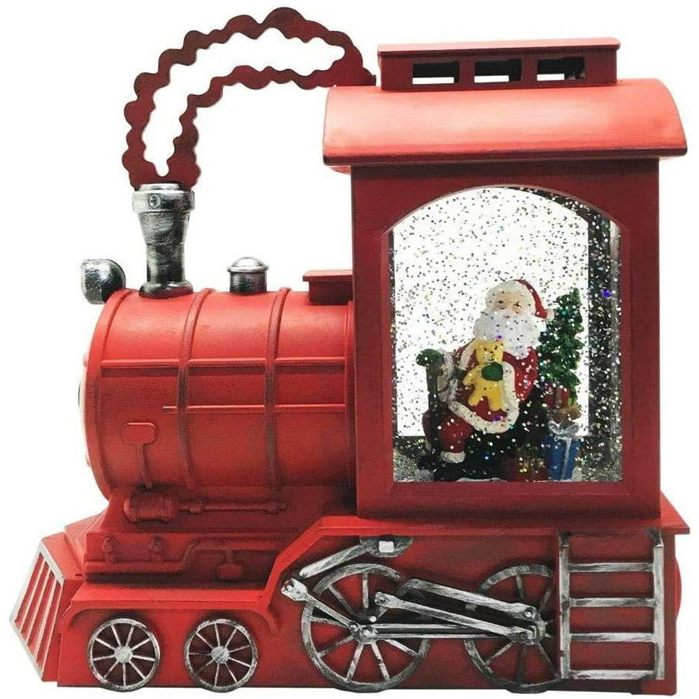 Elegantoss Musical Light up Swirling Glitter Train Engine with Santa ...