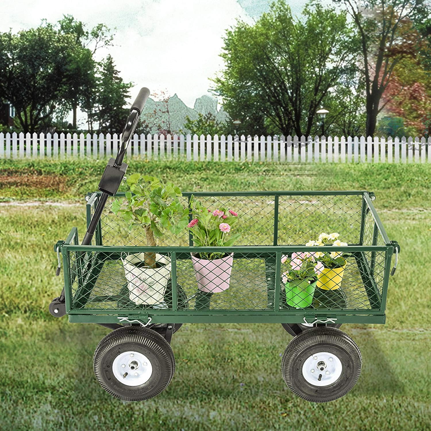 Garden Cart Folding Multifunctional Heavy Duty Wagon 660Ibs Green