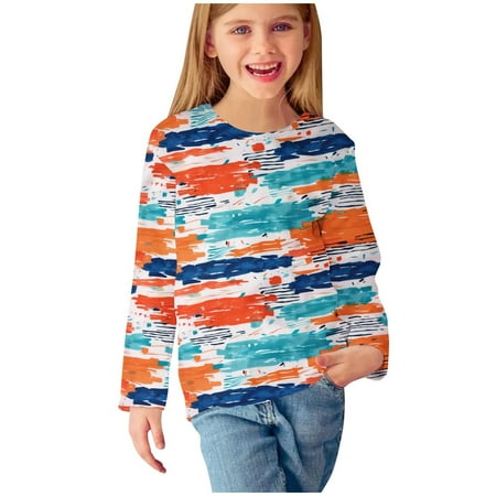 

ATOGUTA Toddler Girls Long Sleeve Shirts Multicolor Raglan Long Sleeve T Shirts Casual Crew Neck Tops Kids Fall Basic Tees Size 3T-14