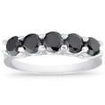 thumbnail image 2 of Pompeii 1ct Five Stone Black Diamond Wedding Ring 14K White Gold (Black,), 2 of 5