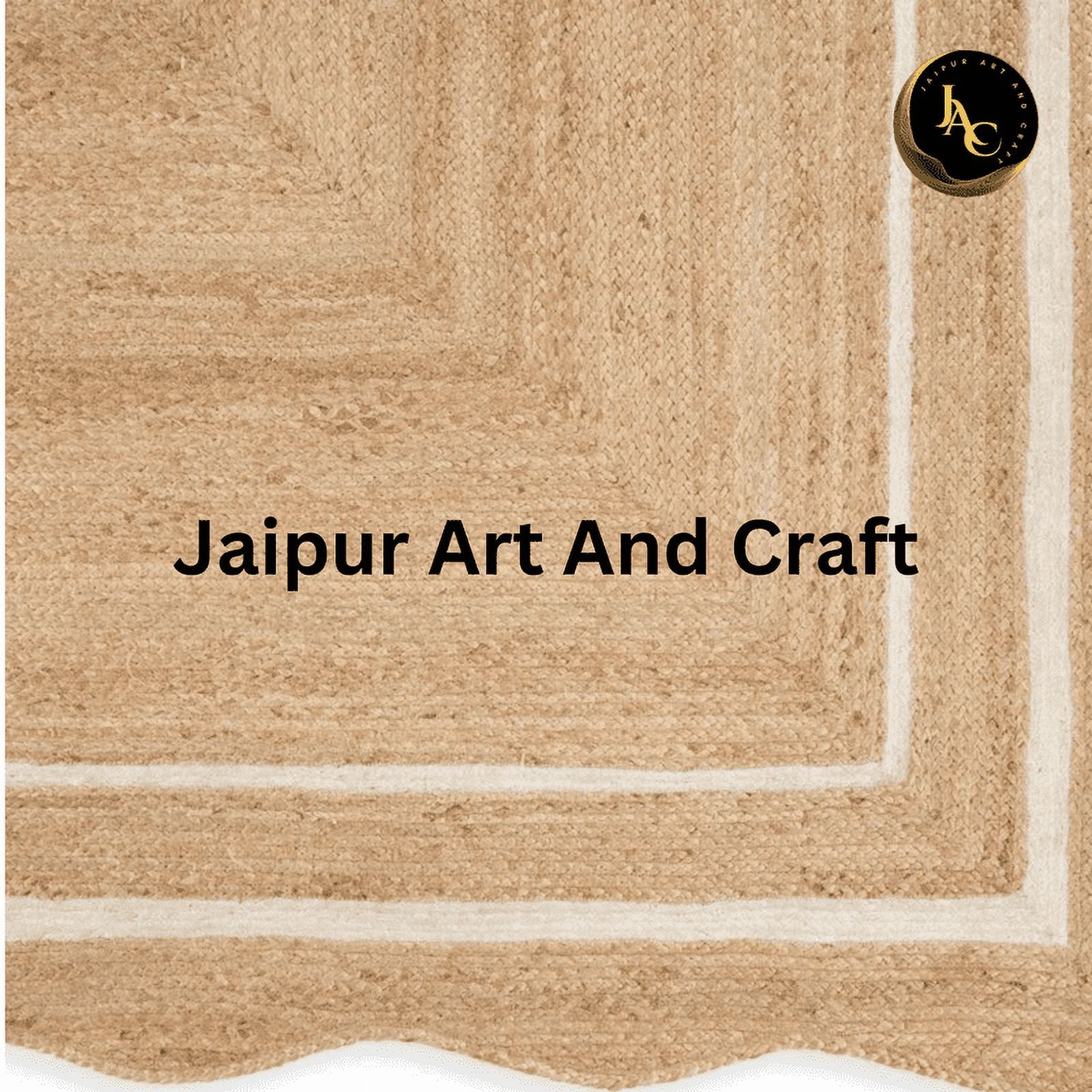 Jaipur Art And Craft Bohemian Rectangle Scallop White, Brown Jute Area Rug (9x10 Sq ft)