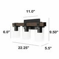 thumbnail image 3 of Lalia Home Farmhouse Rustic Wood Look 3 Light Bath Vanity, 3 of 9