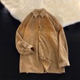 thumbnail image 4 of Iugvhana Men's Oversized Corduroy Long Sleeve Shirts Tops Comfort Solid Casual Loose Cardigan Button Down Lapel Shirt Coffee L, 4 of 4