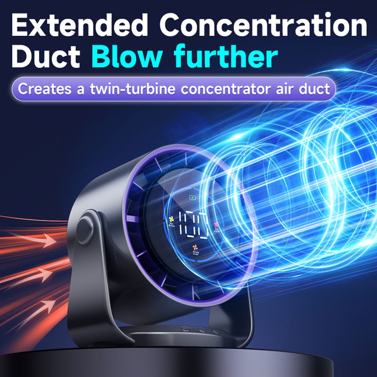 Dolida Ultra Quiet Table Fan, Small Desk Fan with Digital Display Rechargeable USB, 100 Speeds, Long Lasting Power, Portable Fan for Home Office Kitchen Travel Camping(Gray)