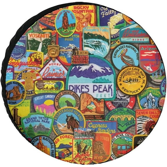 Badges Universe Exploration Tire Covers Wheel Cover Protectors Weatherproof UV Protection Spare Tire Cover Universal Fit for RV Van SUV Truck Travel Trailer Accessories