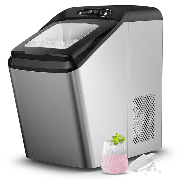 AICOOK Nugget Ice Maker for Countertop, Makes 26lb Nugget Ice per Day, Sonic Ice Maker Machine, Crunchy Pellet Ice Maker with 5.3lb Ice Bin and Scoop for Home Office, Self-Cleaning