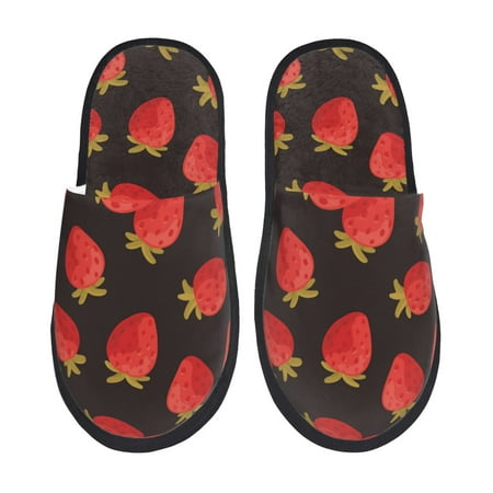 

House Slippers for Women Men - Cute Strawberries Warm Non-slip Mens Womens Slippers Cozy Slip-on House Shoes Bedroom Outdoor Indoor Slippers for Men