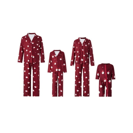 

xkwyshop Matching Family Pajamas Sets Long Sleeve Christmas Santa Claus Print Pjs Kids Holiday Sleepwear Homewear Wine Red Mom L