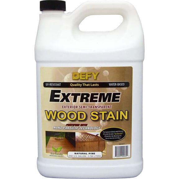 DEFY Extreme Wood Stain and Sealer in One - 1 Gallon Semi-Transparent Waterproof Coating for All Wood Types - Natural Pine