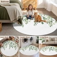 thumbnail image 6 of 6ft Round Rug, Eucalyptus Leaves Non-Skid Rubber Backing Large Area Rugs - Living Room Bedroom Home Office, Sage Green Spring Summer Botanical Indoor Floor Mat Carpets Washable Rug, 6 of 9