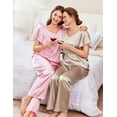thumbnail image 7 of Oudiya Silk Pajamas Satin 2 Piece Short Sleeve Top and Long Pants Pj Sets Silky Sleepwear Loungewear for Women, 7 of 7