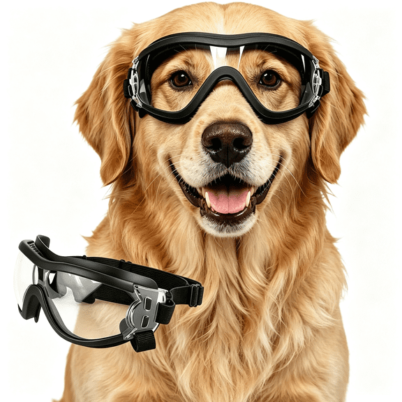 CUDIAO Clear Dog Goggles Medium to Large Breed, Dog Sunglasses Uv Protection, Large Dogs Driving Eye Protection, Outdoor Windproof Dustproof Anti-Fog, Breathable, Adjustable Straps, Transparent