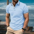 thumbnail image 2 of Mens Polo Shirts Short Sleeve Vintage Striped Golf Business Casual Wear Relaxed Fit Summer Outdoor Casual Polo Tops,Light Blue,XXL, 2 of 6