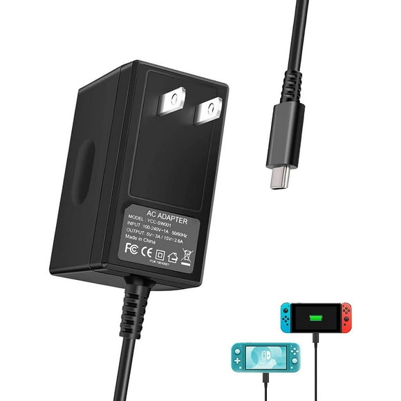 AC Adapter Charger for Switch and Switch Lite,Fast Charging Kit with 5FT Charging Cord,Non-OEM 15V 2.6A Support TV Mode and Dock Station