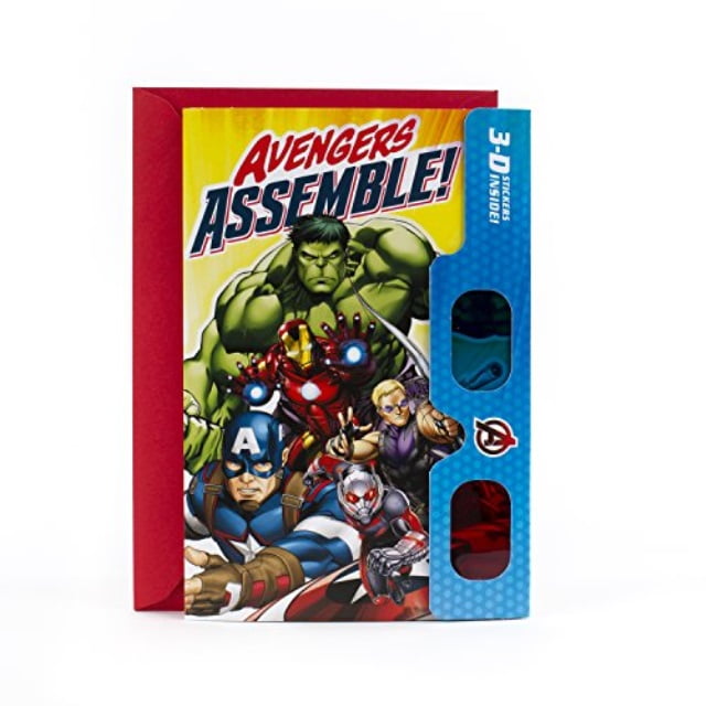 hallmark avengers birthday card with 3d stickers and