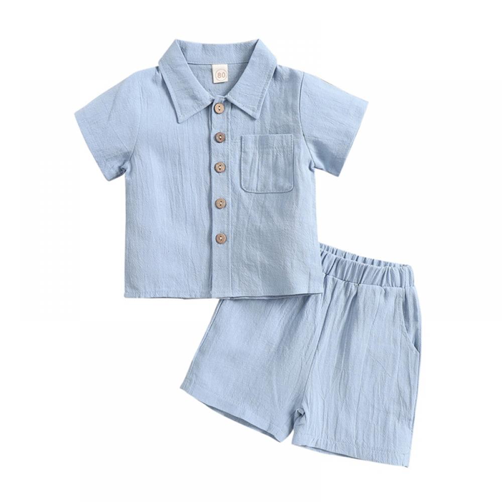 Sunwukong Toddler Baby Boy Short Sleeve Button Down Shirt & Casual