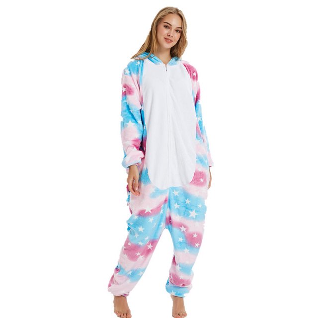 Pyjama une Pièce en Flanelle Parent-Enfant Dessin Animé animal avec Strass