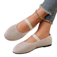 thumbnail image 1 of Domuza Women's Mary Jane Flat Shoes with Elastic Strap, Soft Faux Suede Slip On Casual Walking Flats, Comfortable Low Profile Everyday Footwear for Work Office Daily Wear White 7.5（EU-39）, 1 of 6