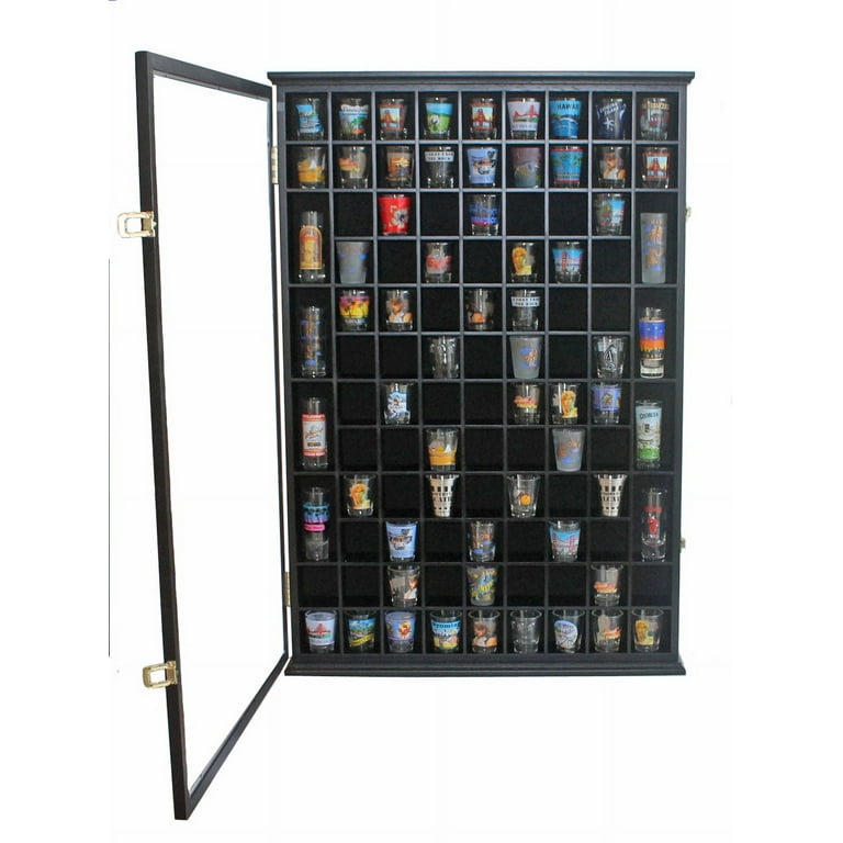  DisplayGifts Thimble Solid Wood Frame Display Case Holder Wall  Cabinet Glass Door Shadow Box 100 Slot TC100-OA Oak Finish - Sports Related  Display Cases