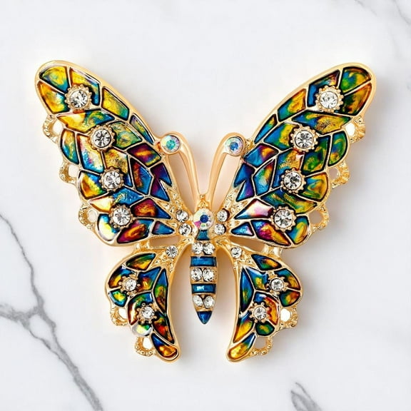 Rhinestone Brooch Japanese Korean Style Colorful Oil Drop Butterfly Animal Pin