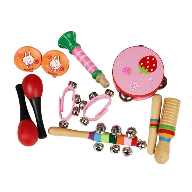 De Percusion Para Ninos Pandereta Cinturones Maracas Blocks Castanuelas perfke Set de percusion de ninos pequenos Walmart en linea