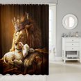 thumbnail image 2 of Manfei Western Lion Sheep Shower Curtain 72Wx72L, Kawaii Animal Print Bathroom Curtain, Dark Brown, 2 of 5