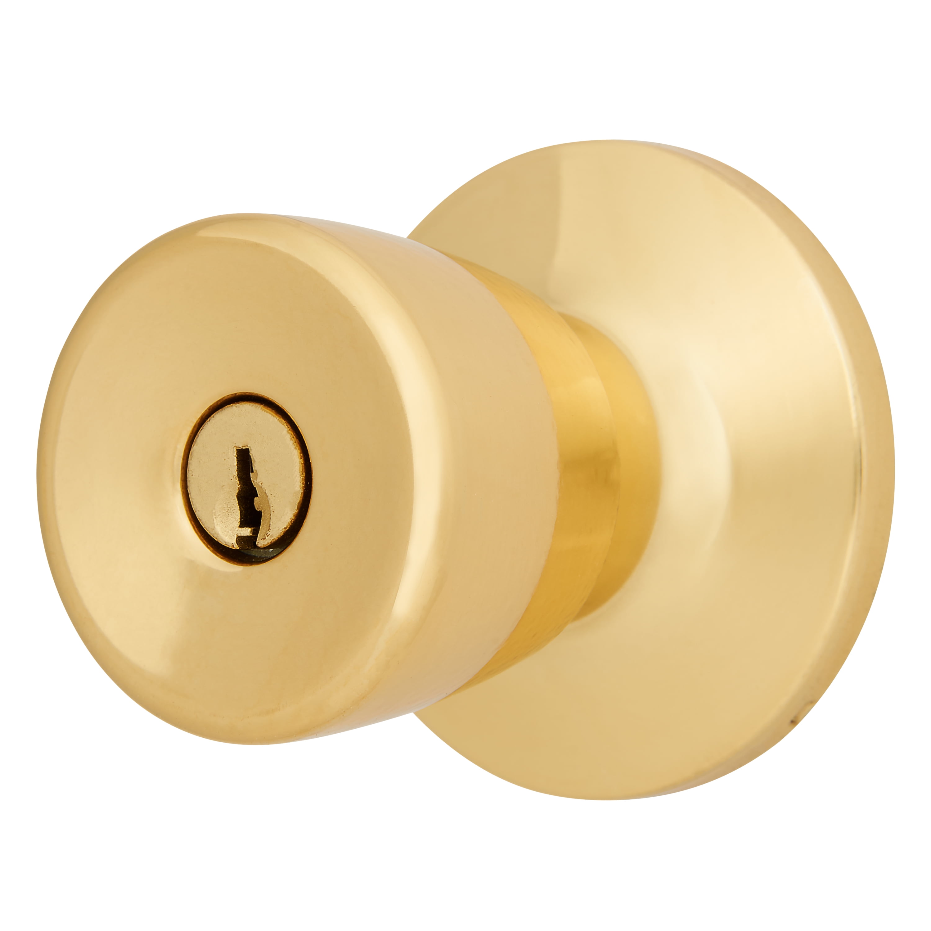 Brinks Mobile Home Keyed Entry Classic Bell Style Doorknob, Polished Brass Finish