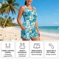 thumbnail image 5 of Xoenoiee Tropical Plumeria Flower Starfish Print Plus Size Swim Suits Two Piece Tankini Swimsuit Tummy Control Bathing Suit with Shorts 2026 Tankini Set with Pockets, 4XL, 5 of 7