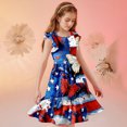 thumbnail image 5 of Edvintorg Girls Flutter Sleeve Dress 4Th Of July Crewneck Party Dresses Ruffle Hem Lightweight Beach Dress Size 5-14, 5 of 8