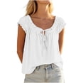 thumbnail image 2 of SwiftWear Women's Ruffle Drawstring Cute Tank Top Crew Neck Sleeveless Cami Casual Loose Fit Beach & Vacation Top​, 2 of 8