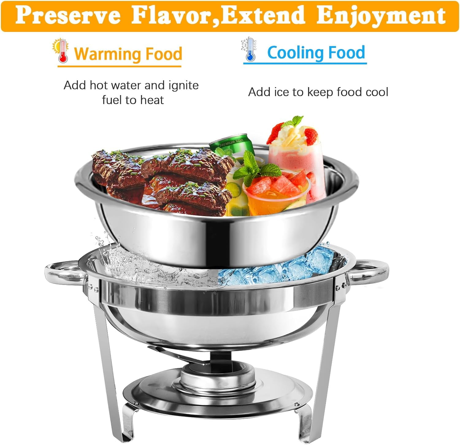 PRIJESSE 2 Packs 6 QT Chafing Dish Buffet Set, Stainless Steel Chafing Dishes with Lid for Parties Buffet Weddings Events