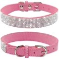 thumbnail image 1 of Collar de perro con diamantes de imitación, lindo y brillante cuero de gamuza suave para perro y gato, 1 of 3