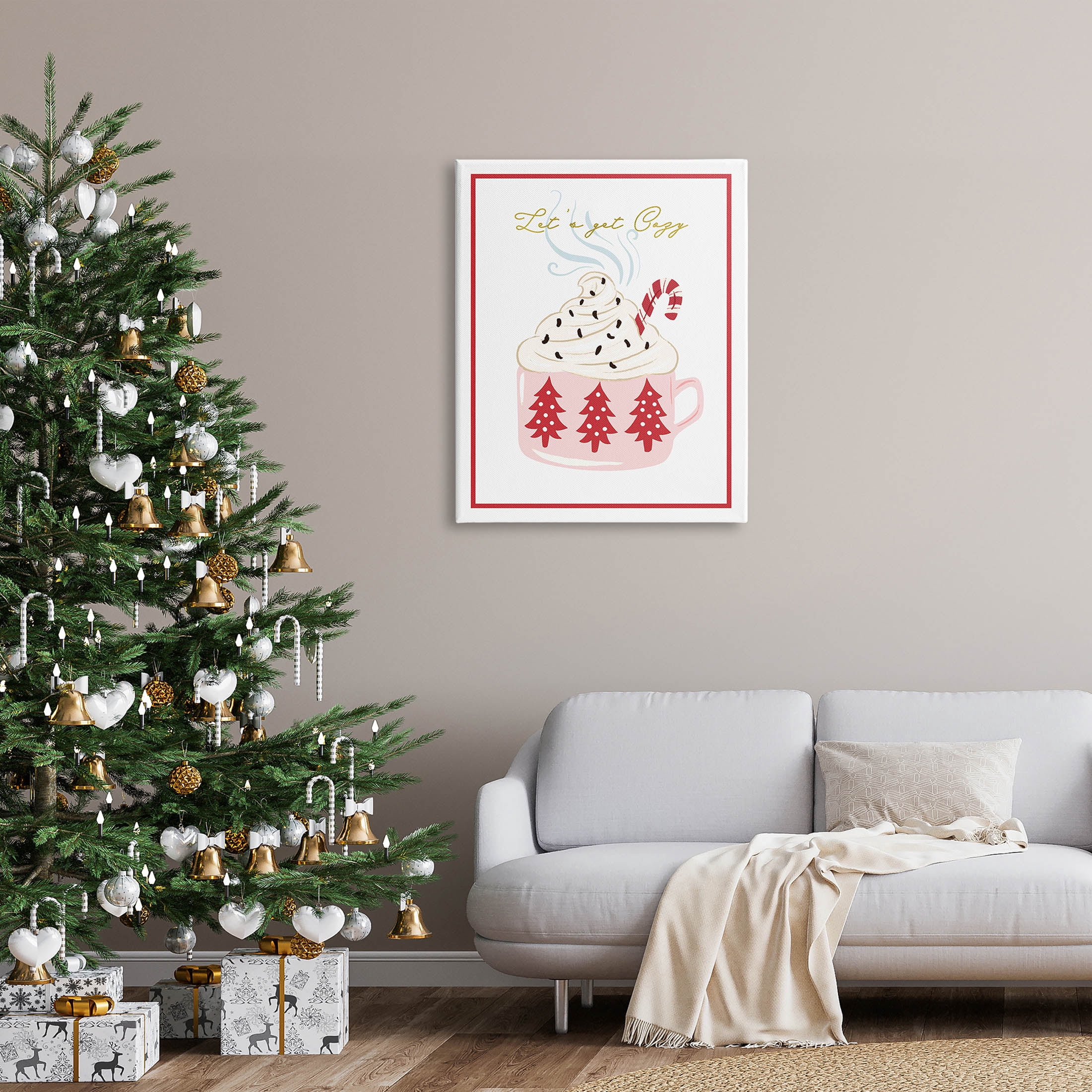 Stupell Industries Let's Get Cozy Pink Cocoa Graphic Art Gallery Wrapped Canvas Print Wall Art, Design by The Saturday Evening Post