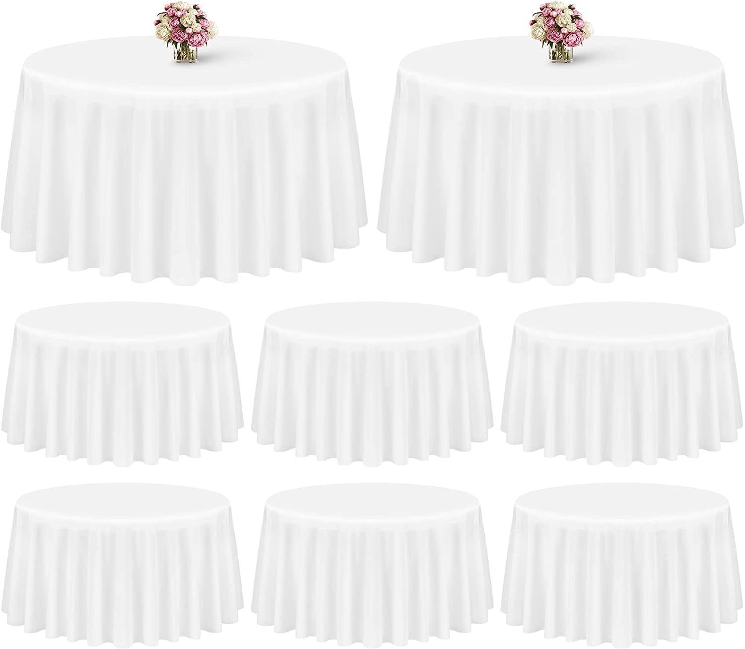 8 Pack Round Tablecloth 120 Inch White Round Polyester Table Clothes