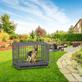 thumbnail image 4 of Magshion 42.5" Large Alloy Steel Heavy Duty Indestructible Dog Crate, Double Door High Anxiety Dog Crate with Lockable Wheels and Removable Tray Design for Indoor and Outdoor, Dark Silver, 4 of 11