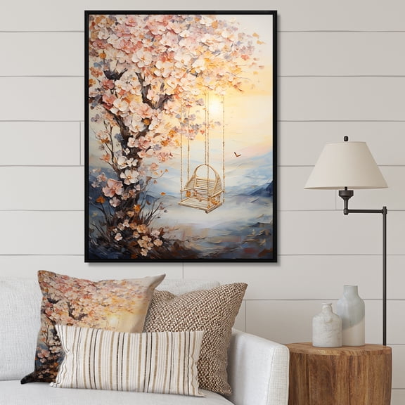 Designart "Bold Sunrise magic Renewal II" Floral Floater Framed Canvas Print