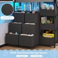 thumbnail image 5 of Low Bunk Bed Twin over Twin Size with 6 Storage Drawers and LED Lights, L-Shaped Floor Bunk Bed Frame with Open Storage Box, Safety Guardrail & Ladder, House Shaped Metal Bunk Beds for 2 Teens, Black, 5 of 10