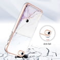 thumbnail image 2 of For iPhone 7 / 8 / SE 2022 & 2020 Marble Patterned Case with Card Holder, Back Folio Kickstand PU Leather + Soft Crystal Bumper Edge, Magnetic Clasp Back Cover,Lightpurple, 2 of 6
