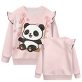 thumbnail image 5 of Uorisanigo Girl Long Sleeve Sweatshirt Ruffle Shoulder Pullover Tops Casual Crewneck Cute Panda Floral Sweatshirts 2-3T Comfortable Fall Winter Spring Clothes, 5 of 7