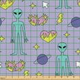 thumbnail image 2 of Ambesonne Alien Fabric by the Yard Upholstery, Extraterrestrial Planets Star, 3 Yards, Pastel Purple Yellow, 2 of 5