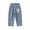 Blue, variant on Kids Baby Girls Straight Denim Pants Washed Elastic Waist Casual Trousers Spring Fall Wide Leg Baggy Jeans Pants Size 1-8 Years