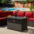 thumbnail image 6 of HOMREST Propane Fire Pit Table, 44 Inch 50,000 BTU Auto-Ignition Gas Fire Pit Table Rectangular /w Glass Wind Guard, Wood Plastic Composites Tabletop, CSA Certification Firepit for Outdoor Patio Lawn, 6 of 9