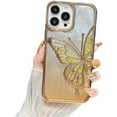 thumbnail image 5 of Designed for iPhone Case,Luxury Electroplated Liquid Floating Gradient Glitter Quicksand Butterfly Camera Lens Protection Shockproof Protective Cover Phone Case (iPhone 15 Pro Max,Blue), 5 of 5